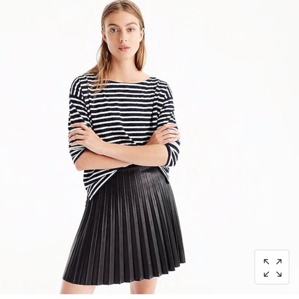 J Crew faux leather pleated mini skirt